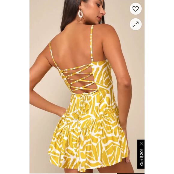 Sz S - NEW Lulus Geo Print Shorts Romper - Picture 8 of 8